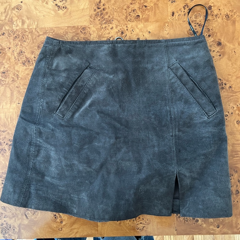 Black suede mini skirt
